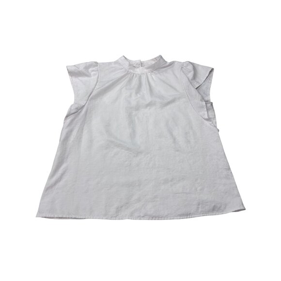 Nine West Womens White Cream Flutter Sleeve Blouse Keyhole Back Lightweight Size - Picture 5 of 9